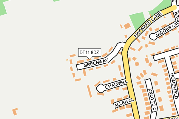 DT11 8DZ map - OS OpenMap – Local (Ordnance Survey)