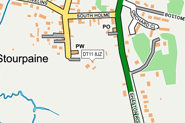DT11 8JZ map - OS OpenMap – Local (Ordnance Survey)