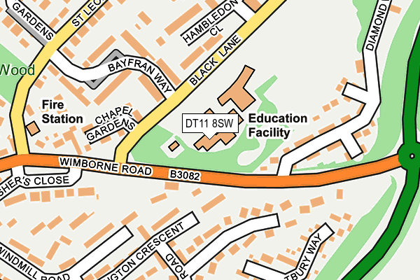 DT11 8SW map - OS OpenMap – Local (Ordnance Survey)