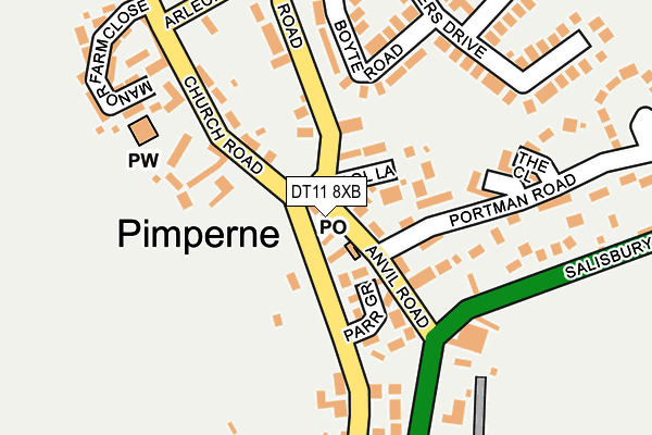 DT11 8XB map - OS OpenMap – Local (Ordnance Survey)