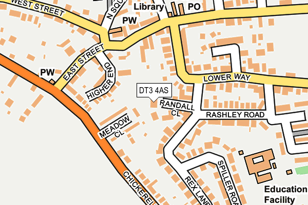 DT3 4AS map - OS OpenMap – Local (Ordnance Survey)