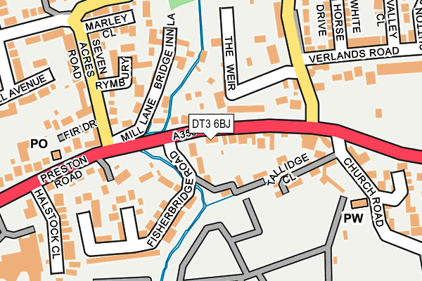 DT3 6BJ map - OS OpenMap – Local (Ordnance Survey)