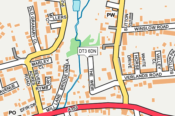 DT3 6DN map - OS OpenMap – Local (Ordnance Survey)