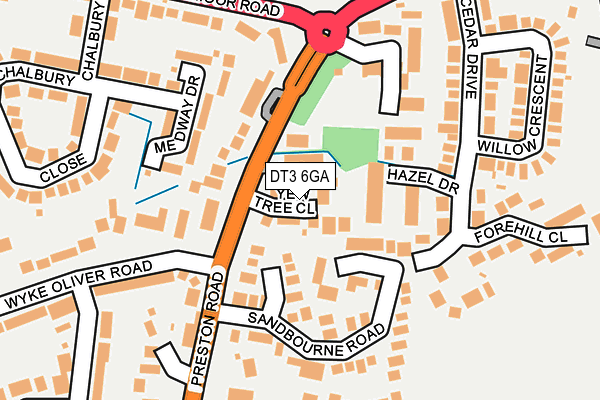 DT3 6GA map - OS OpenMap – Local (Ordnance Survey)