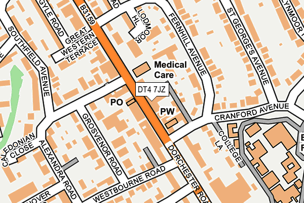 DT4 7JZ map - OS OpenMap – Local (Ordnance Survey)