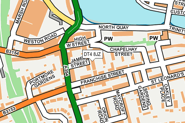 DT4 8JZ map - OS OpenMap – Local (Ordnance Survey)