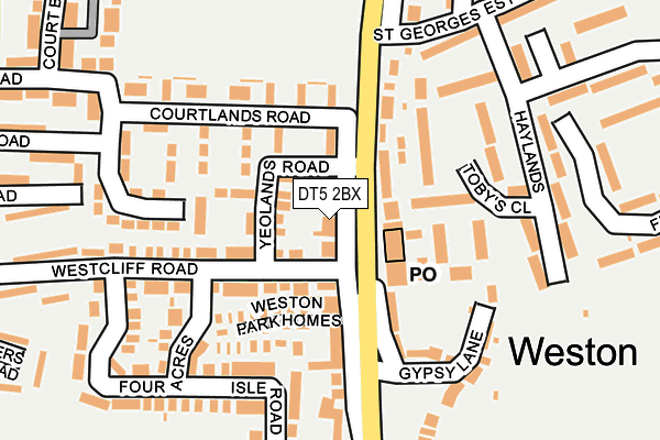 DT5 2BX map - OS OpenMap – Local (Ordnance Survey)