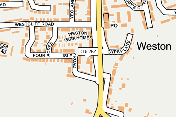 DT5 2BZ map - OS OpenMap – Local (Ordnance Survey)