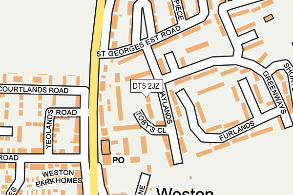 DT5 2JZ map - OS OpenMap – Local (Ordnance Survey)