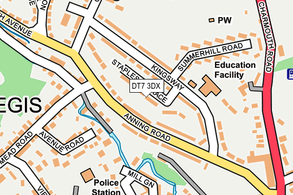 DT7 3DX map - OS OpenMap – Local (Ordnance Survey)