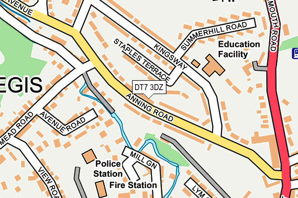 DT7 3DZ map - OS OpenMap – Local (Ordnance Survey)