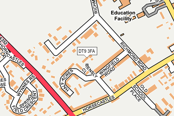 DT9 3FA map - OS OpenMap – Local (Ordnance Survey)