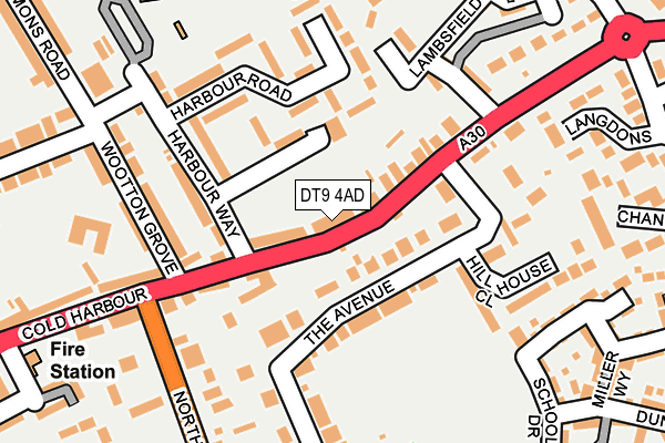 DT9 4AD map - OS OpenMap – Local (Ordnance Survey)
