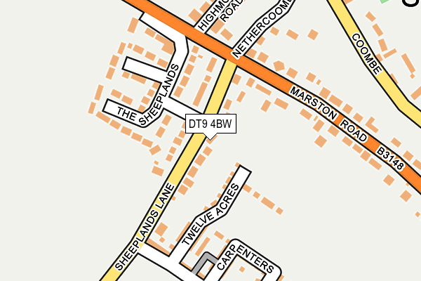 DT9 4BW map - OS OpenMap – Local (Ordnance Survey)