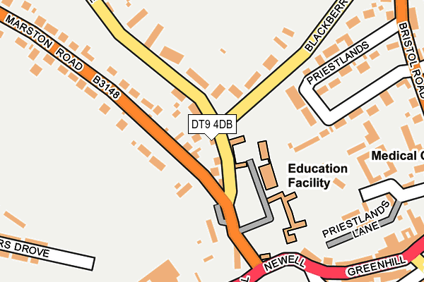 DT9 4DB map - OS OpenMap – Local (Ordnance Survey)