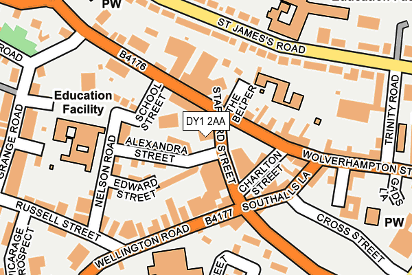 DY1 2AA map - OS OpenMap – Local (Ordnance Survey)