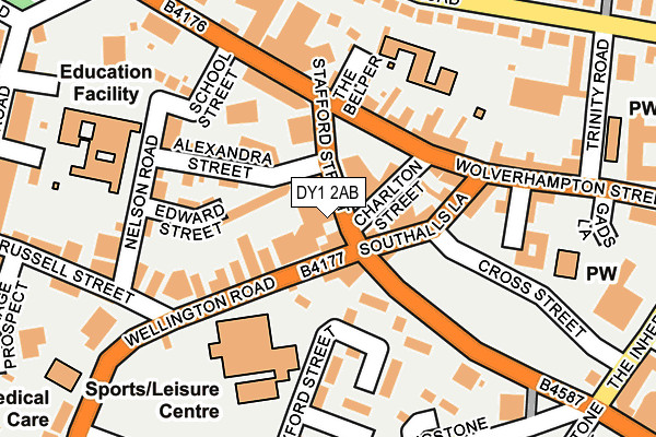 DY1 2AB map - OS OpenMap – Local (Ordnance Survey)