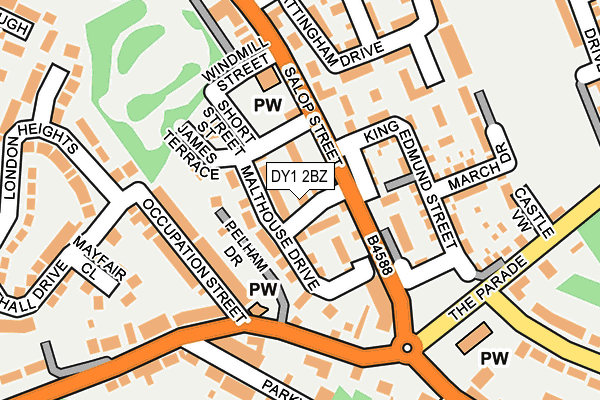 DY1 2BZ map - OS OpenMap – Local (Ordnance Survey)