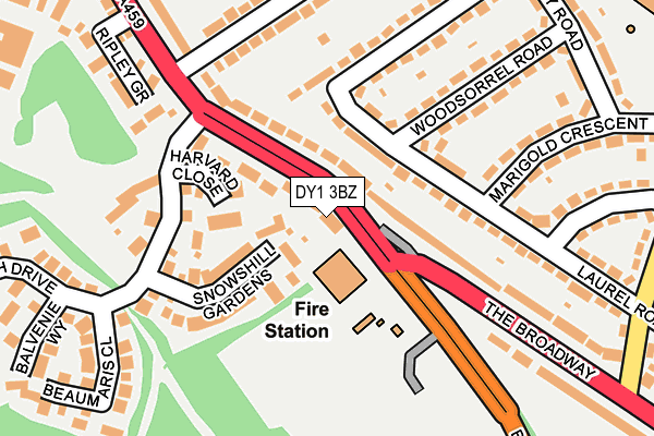 DY1 3BZ map - OS OpenMap – Local (Ordnance Survey)