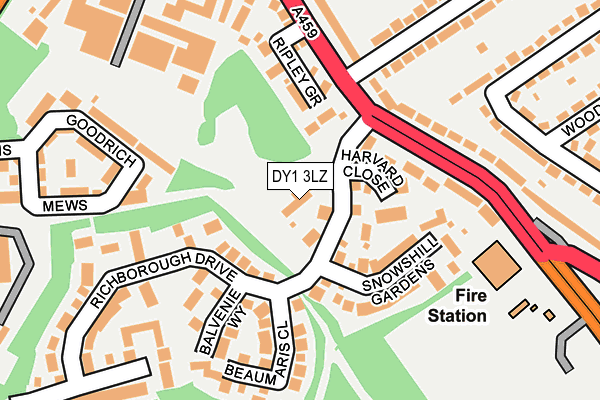 DY1 3LZ map - OS OpenMap – Local (Ordnance Survey)