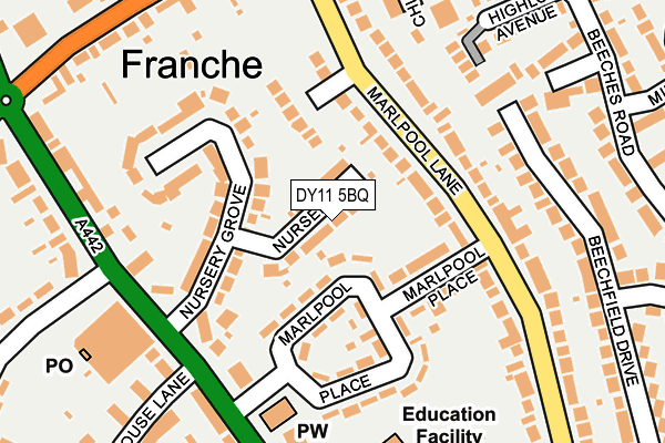 DY11 5BQ map - OS OpenMap – Local (Ordnance Survey)