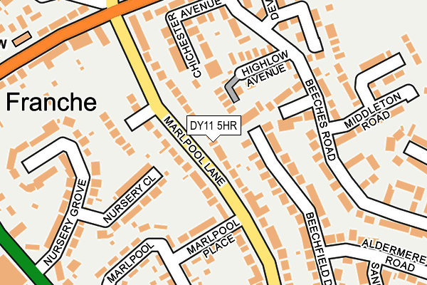 DY11 5HR map - OS OpenMap – Local (Ordnance Survey)