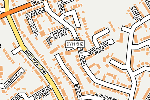 DY11 5HZ map - OS OpenMap – Local (Ordnance Survey)