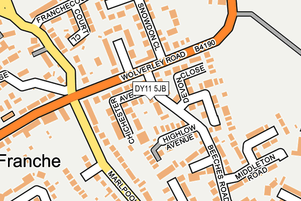DY11 5JB map - OS OpenMap – Local (Ordnance Survey)