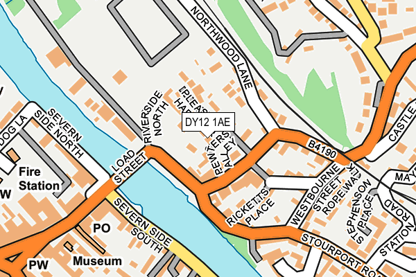 DY12 1AE map - OS OpenMap – Local (Ordnance Survey)