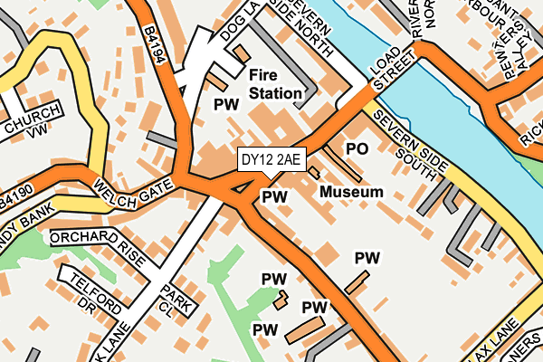 DY12 2AE map - OS OpenMap – Local (Ordnance Survey)