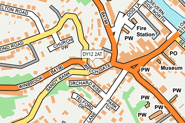 DY12 2AT map - OS OpenMap – Local (Ordnance Survey)