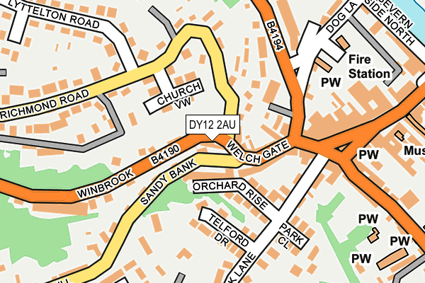 DY12 2AU map - OS OpenMap – Local (Ordnance Survey)