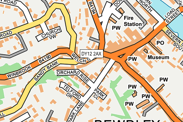 DY12 2AX map - OS OpenMap – Local (Ordnance Survey)