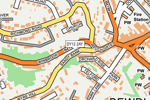 DY12 2AY map - OS OpenMap – Local (Ordnance Survey)