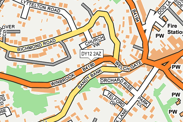 DY12 2AZ map - OS OpenMap – Local (Ordnance Survey)
