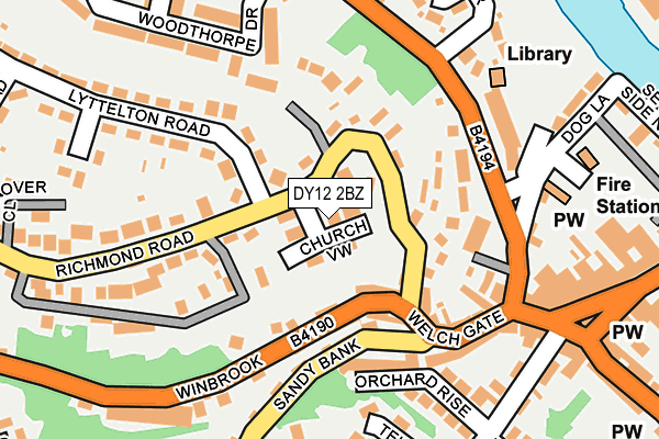 DY12 2BZ map - OS OpenMap – Local (Ordnance Survey)