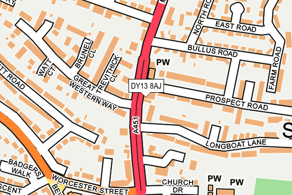 DY13 8AJ map - OS OpenMap – Local (Ordnance Survey)
