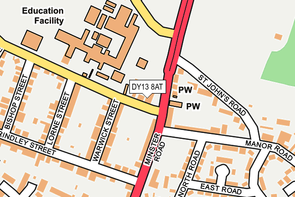 DY13 8AT map - OS OpenMap – Local (Ordnance Survey)