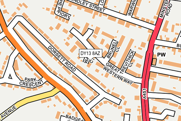 DY13 8AZ map - OS OpenMap – Local (Ordnance Survey)