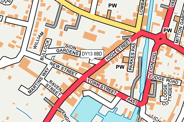 DY13 8BD map - OS OpenMap – Local (Ordnance Survey)