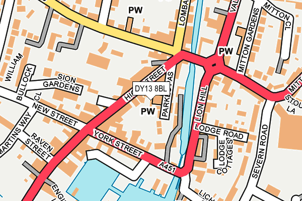 DY13 8BL map - OS OpenMap – Local (Ordnance Survey)