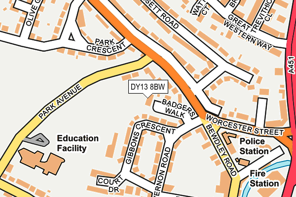 DY13 8BW map - OS OpenMap – Local (Ordnance Survey)