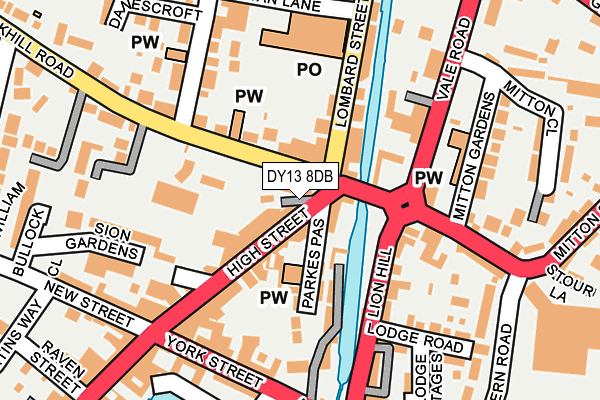 DY13 8DB map - OS OpenMap – Local (Ordnance Survey)