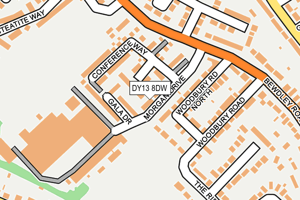 DY13 8DW map - OS OpenMap – Local (Ordnance Survey)