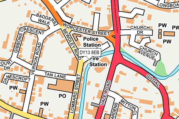 DY13 8EB map - OS OpenMap – Local (Ordnance Survey)