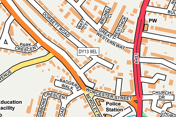 DY13 8EL map - OS OpenMap – Local (Ordnance Survey)