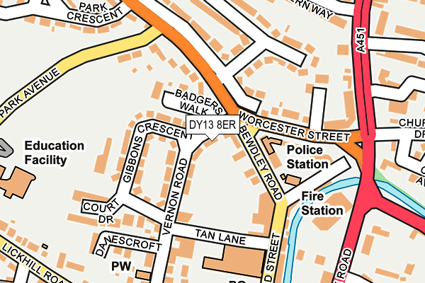 DY13 8ER map - OS OpenMap – Local (Ordnance Survey)