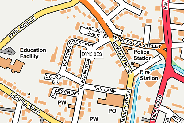 DY13 8ES map - OS OpenMap – Local (Ordnance Survey)