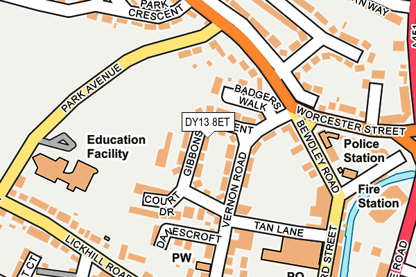 DY13 8ET map - OS OpenMap – Local (Ordnance Survey)