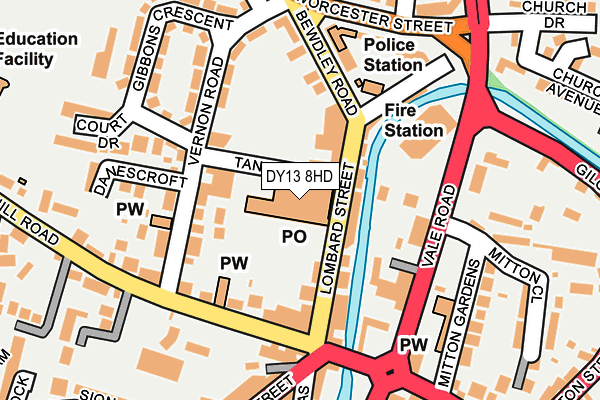 DY13 8HD map - OS OpenMap – Local (Ordnance Survey)